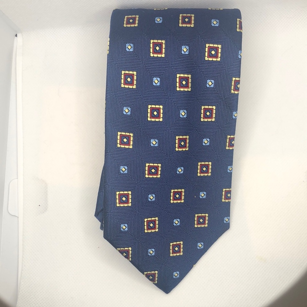 Jos. A. Bank Executive Collection Navy Blue Geometric Design Silk Neck Tie